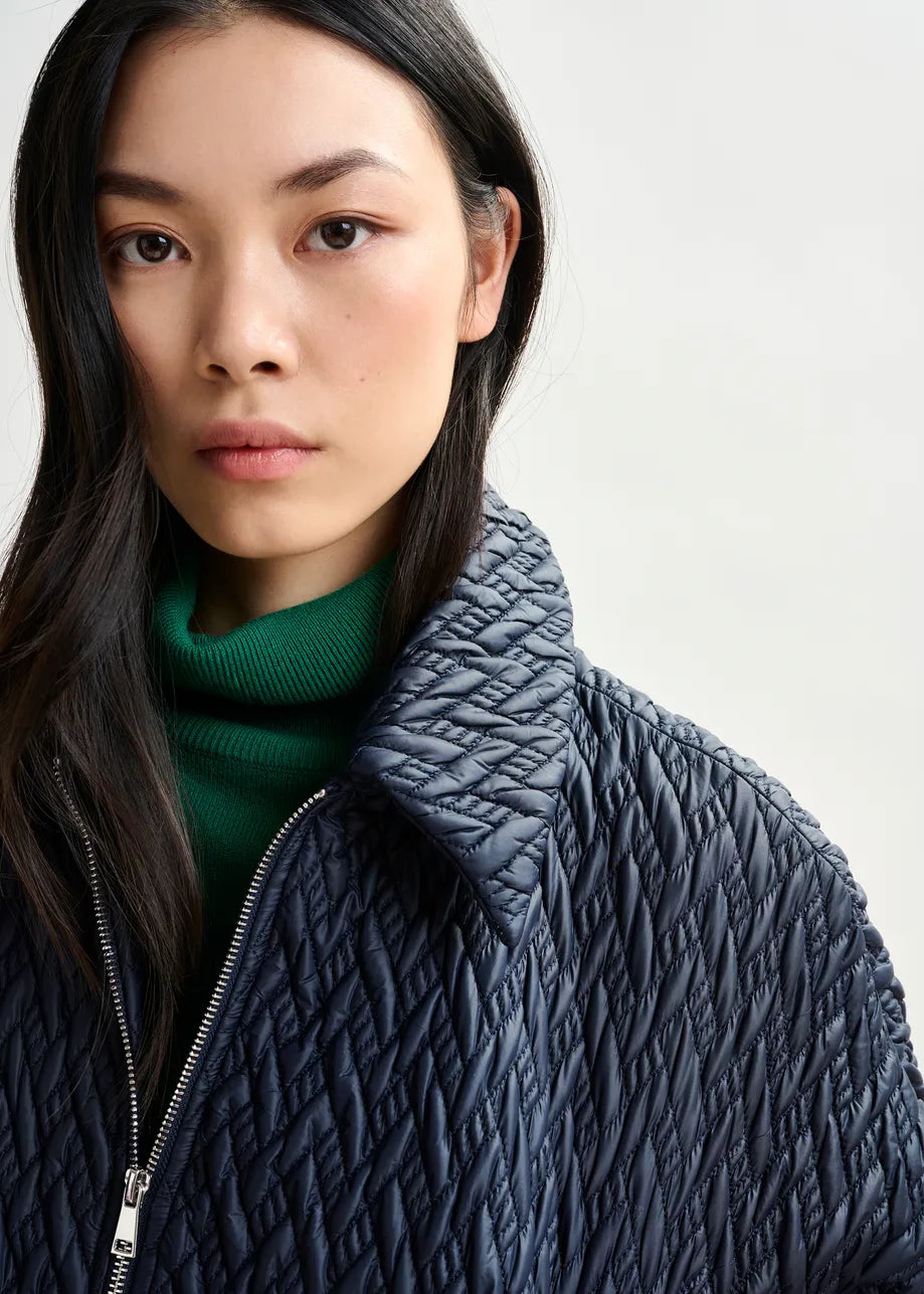 Essentiel Antwerp Navy faux leather bomber jacket Imille