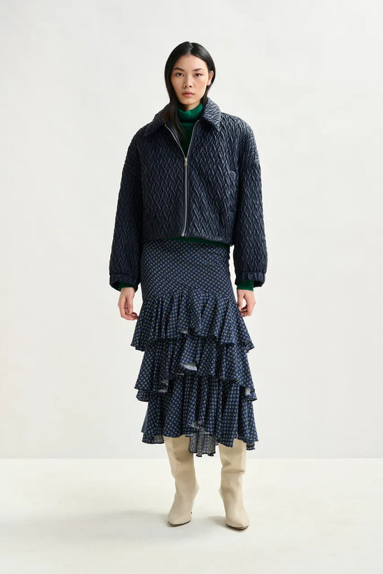 Essentiel Antwerp Navy faux leather bomber jacket Imille
