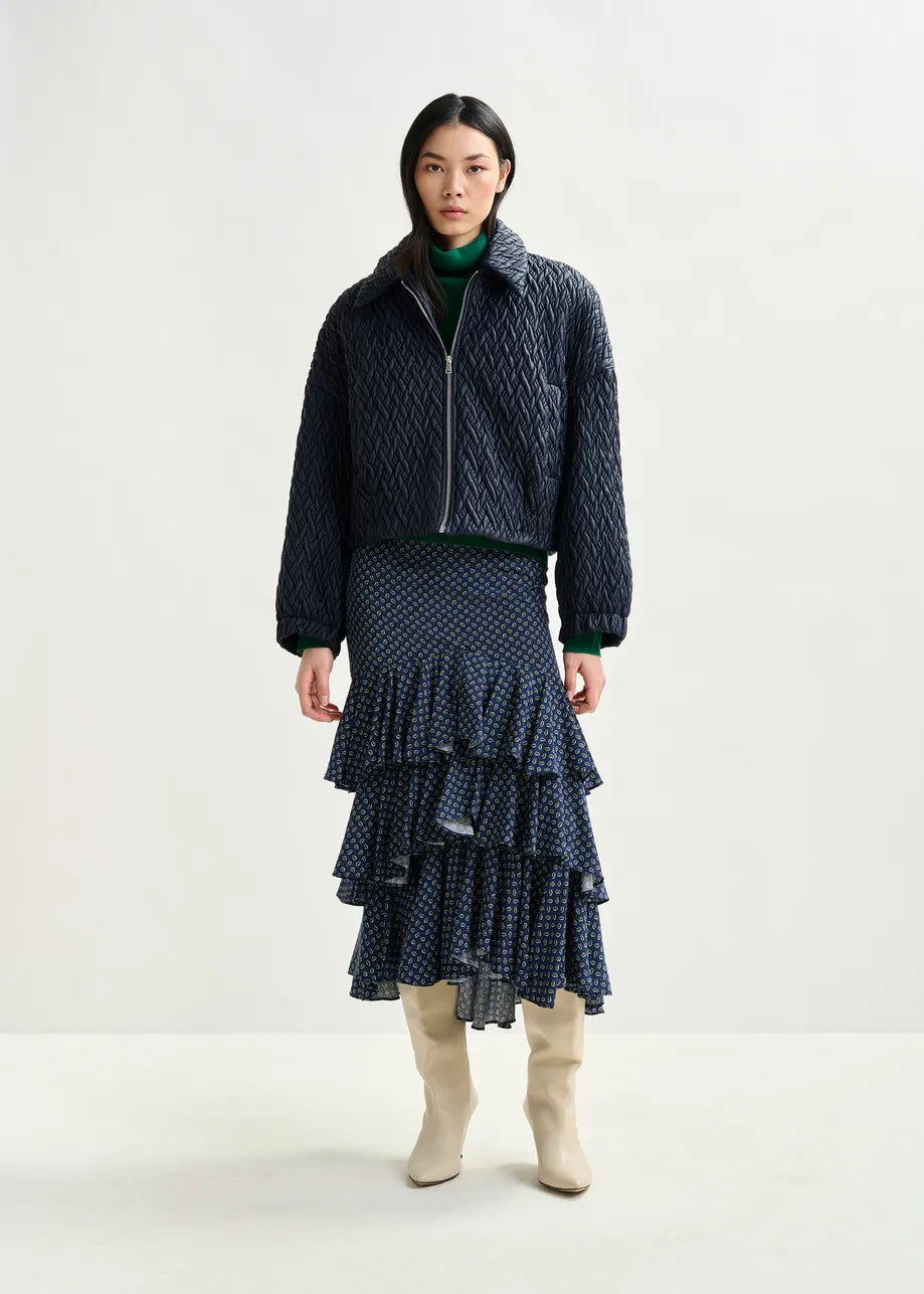 Essentiel Antwerp Navy faux leather bomber jacket Imille