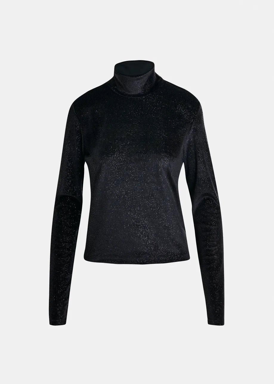 Essentiel Antwerp Black stretch-jersey turtleneck top Indienne