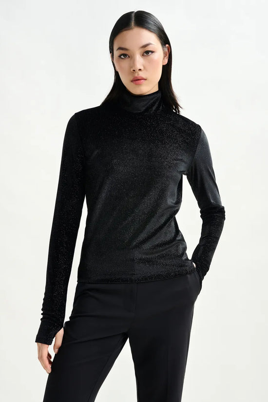 Essentiel Antwerp Black stretch-jersey turtleneck top Indienne