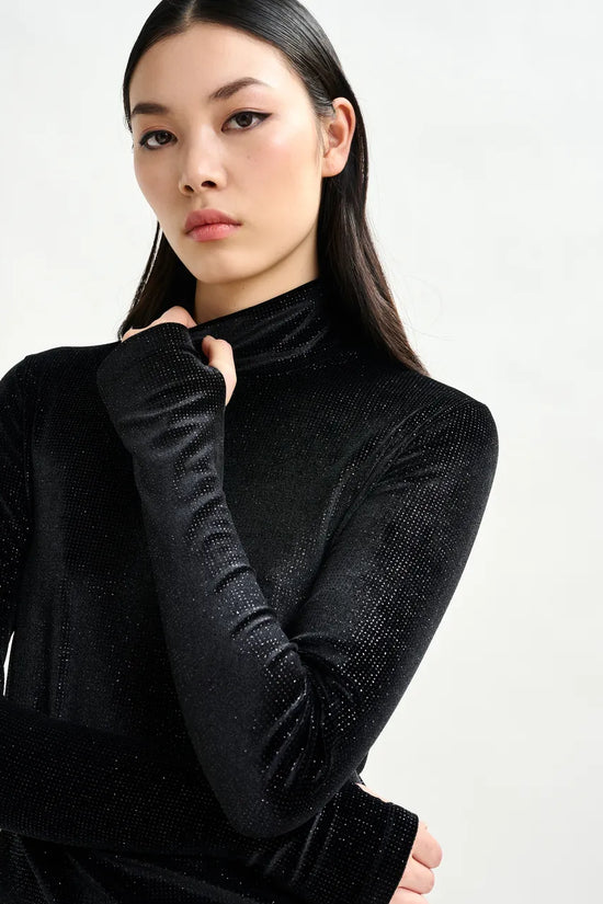 Essentiel Antwerp Black stretch-jersey turtleneck top Indienne