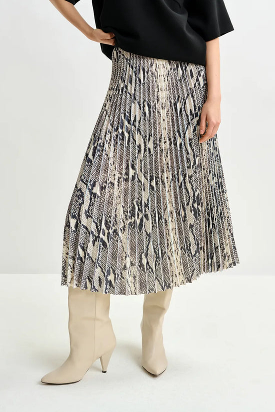 Essentiel Antwerp snake print pleated skirt Indira
