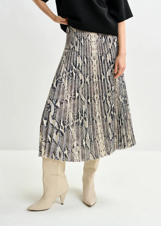 Essentiel Antwerp snake print pleated skirt Indira