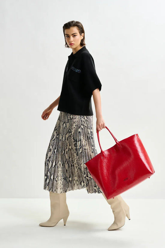 Essentiel Antwerp snake print pleated skirt Indira
