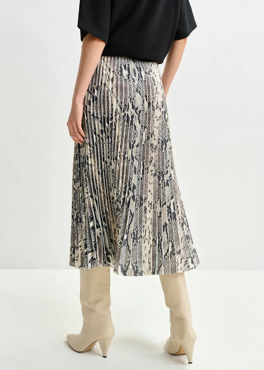 Essentiel Antwerp snake print pleated skirt Indira