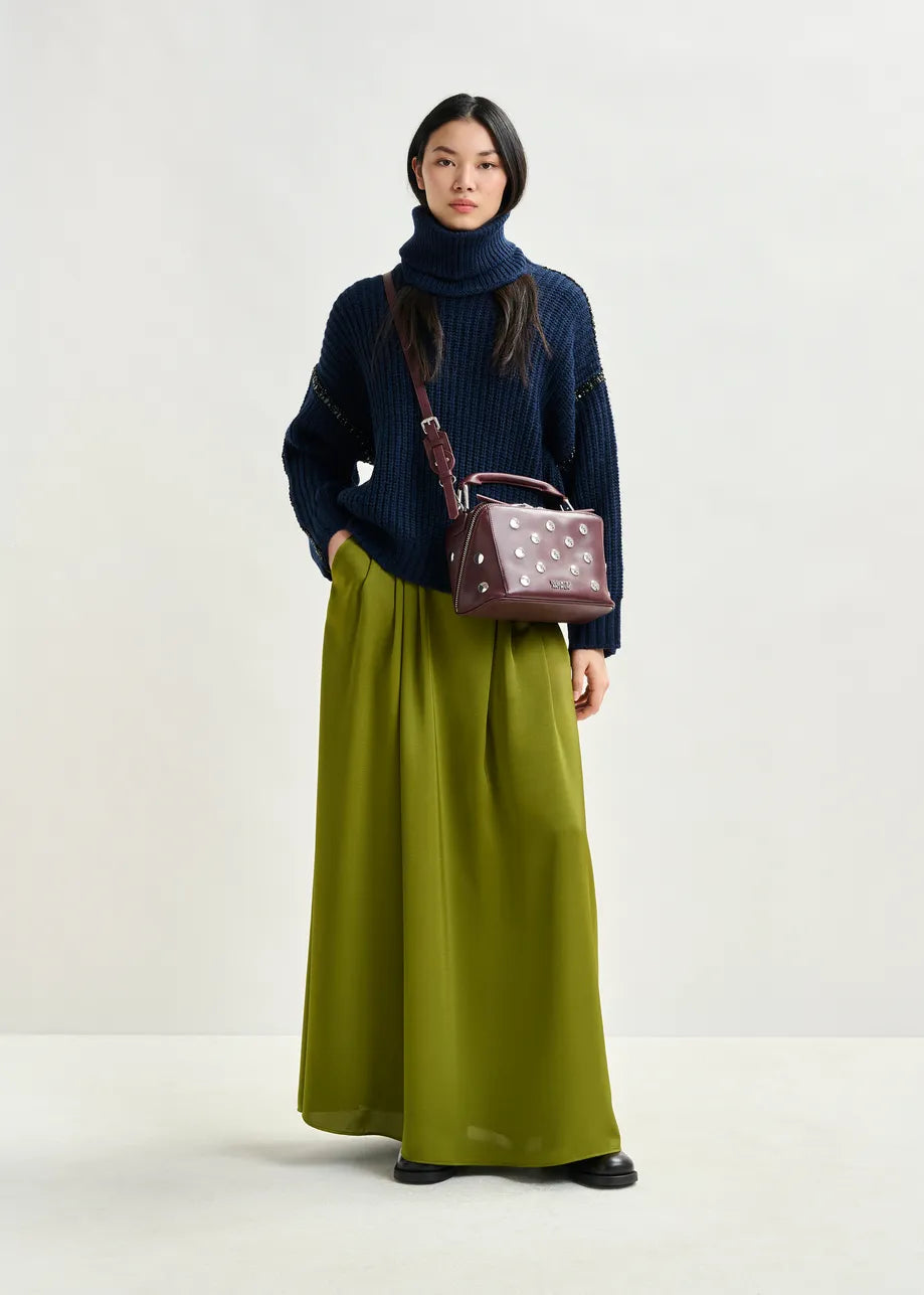 Essentiel Antwerp Navy sweater with detachable collar and rhinestone embellishments Indsay