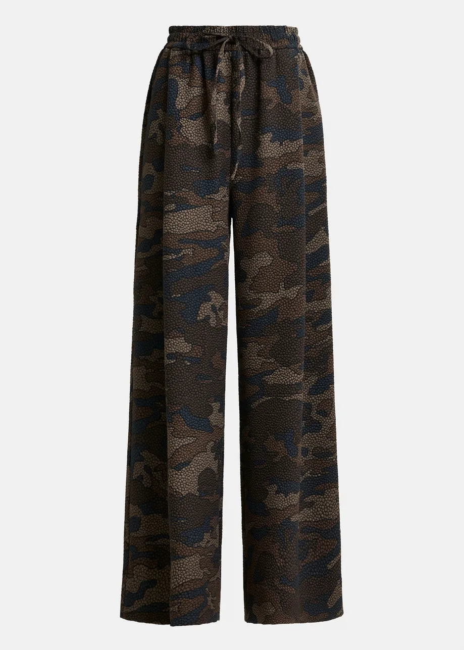 Essentiel Antwerp Brown, khaki and black wide-leg trousers Itchy
