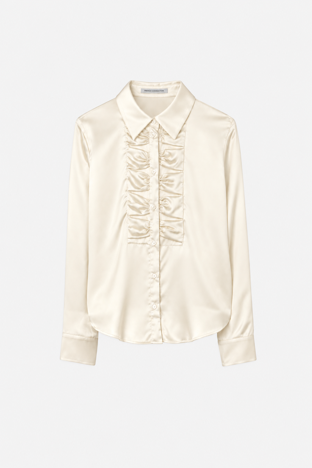 Luisa Cerano Eggshell Long-Sleeved Silk Shirt Blouse