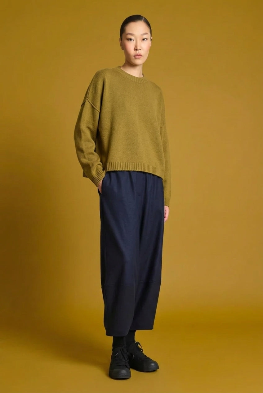 Isik Ozgur Cumin Wool Cashmere Blend Jumper – Wide Fit Crew Neck
