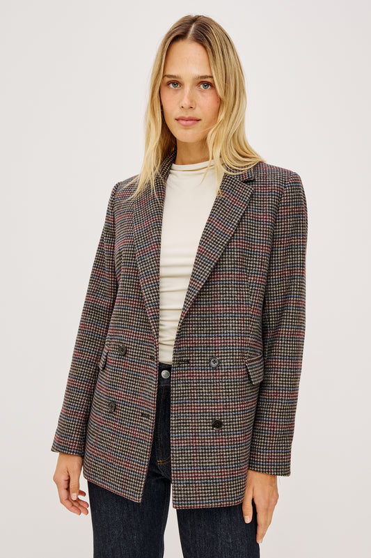 Rails Plum Check Double-Breasted Jacket