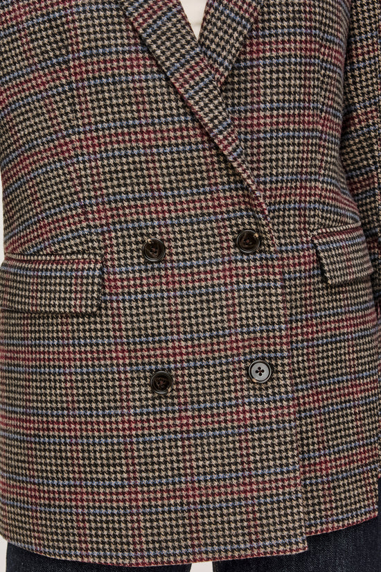 Rails Plum Check Double-Breasted Jacket