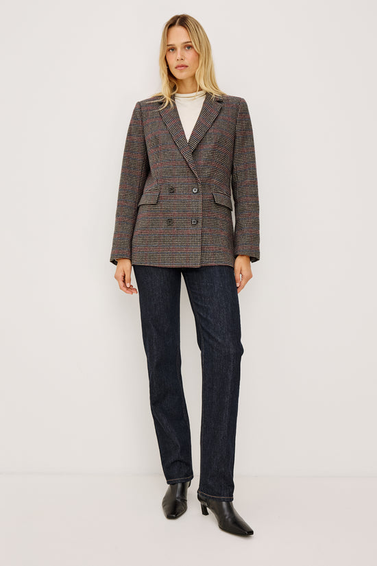 Rails Plum Check Double-Breasted Jacket