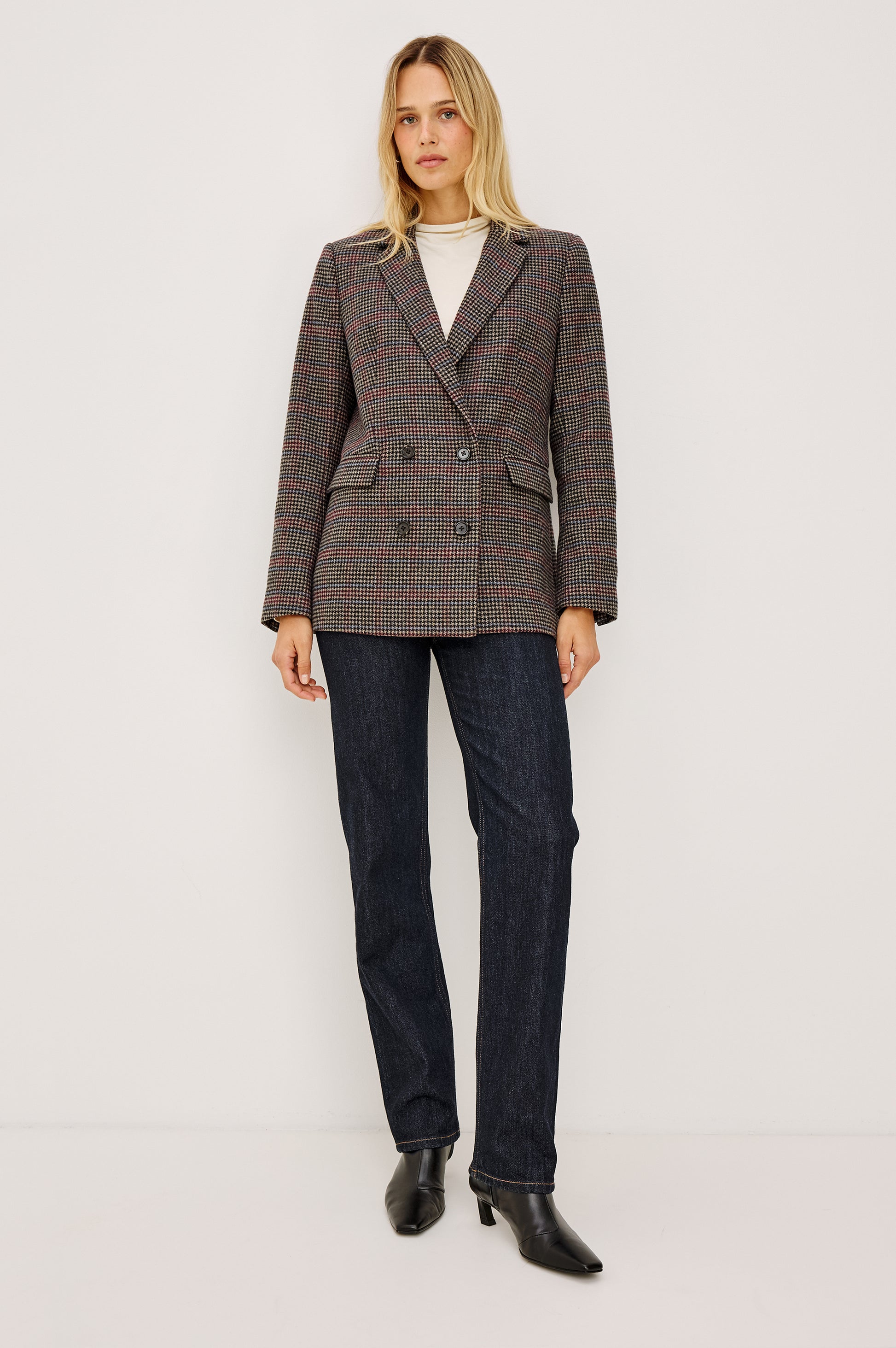 Rails Plum Check Double-Breasted Jacket