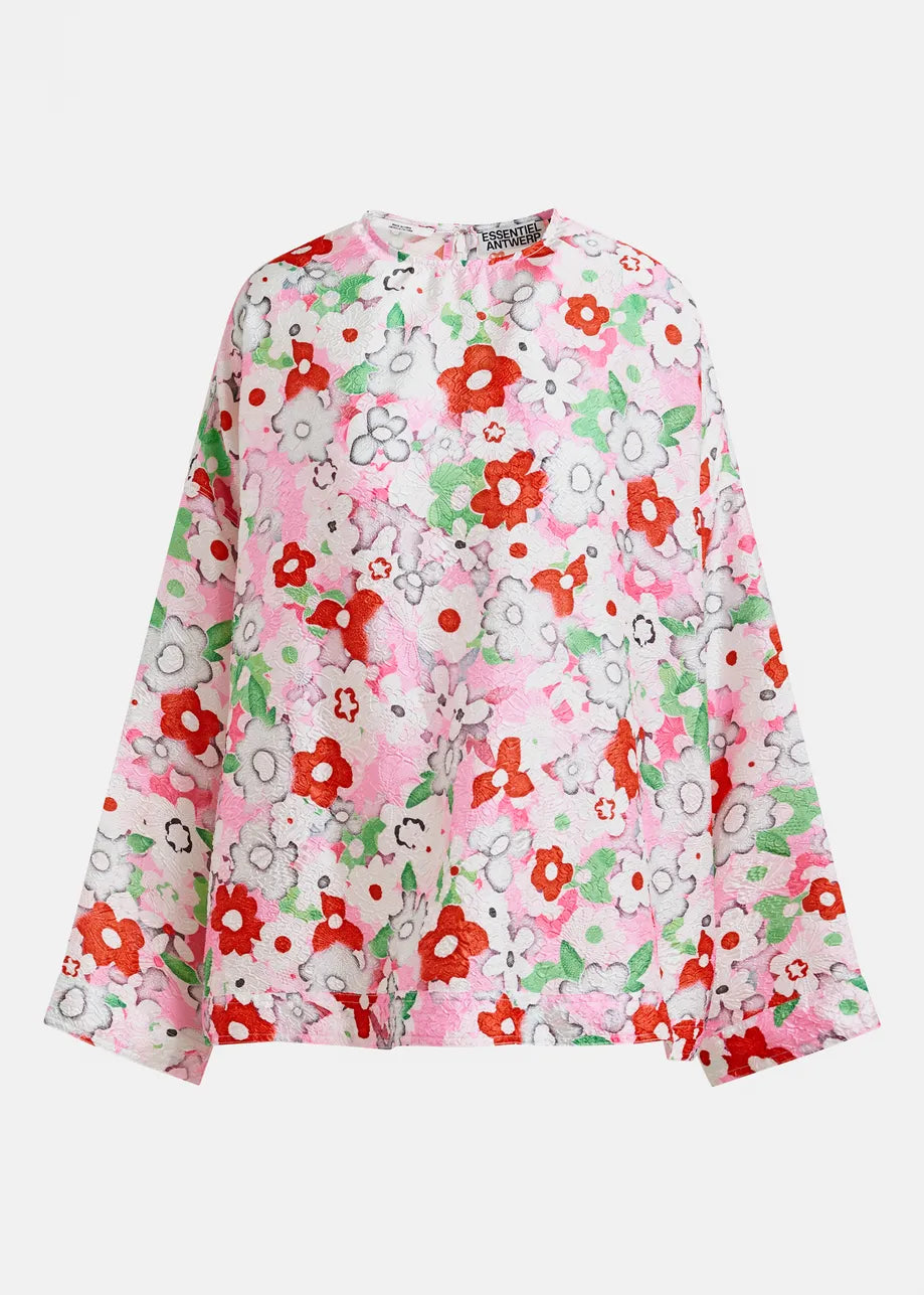 Essentiel Antwerp Off-white and Multicolour Floral Jacquard Top JANVIER