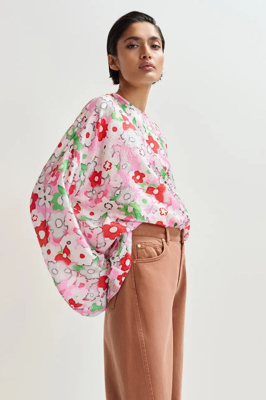 Essentiel Antwerp Off-white and Multicolour Floral Jacquard Top JANVIER