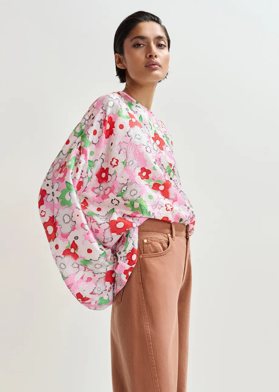 Essentiel Antwerp Off-white and Multicolour Floral Jacquard Top JANVIER