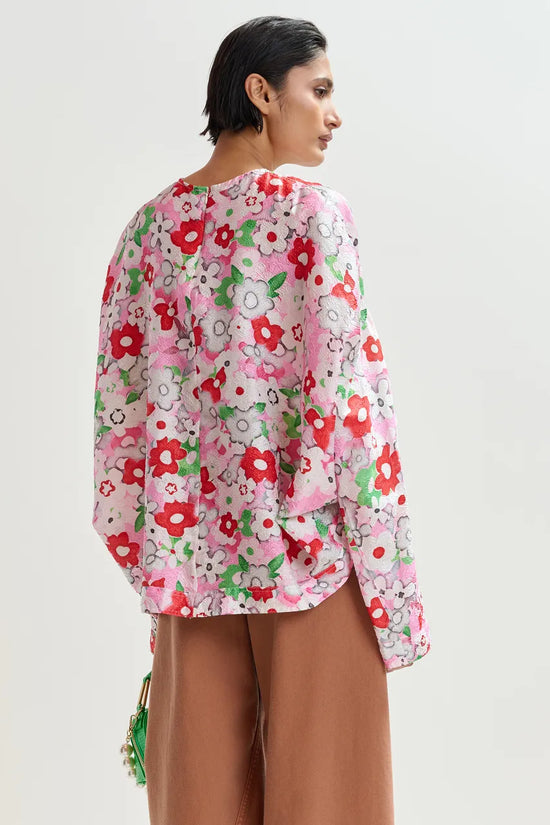 Essentiel Antwerp Off-white and Multicolour Floral Jacquard Top JANVIER