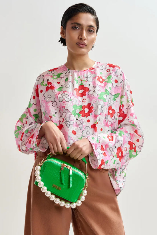 Essentiel Antwerp Off-white and Multicolour Floral Jacquard Top JANVIER