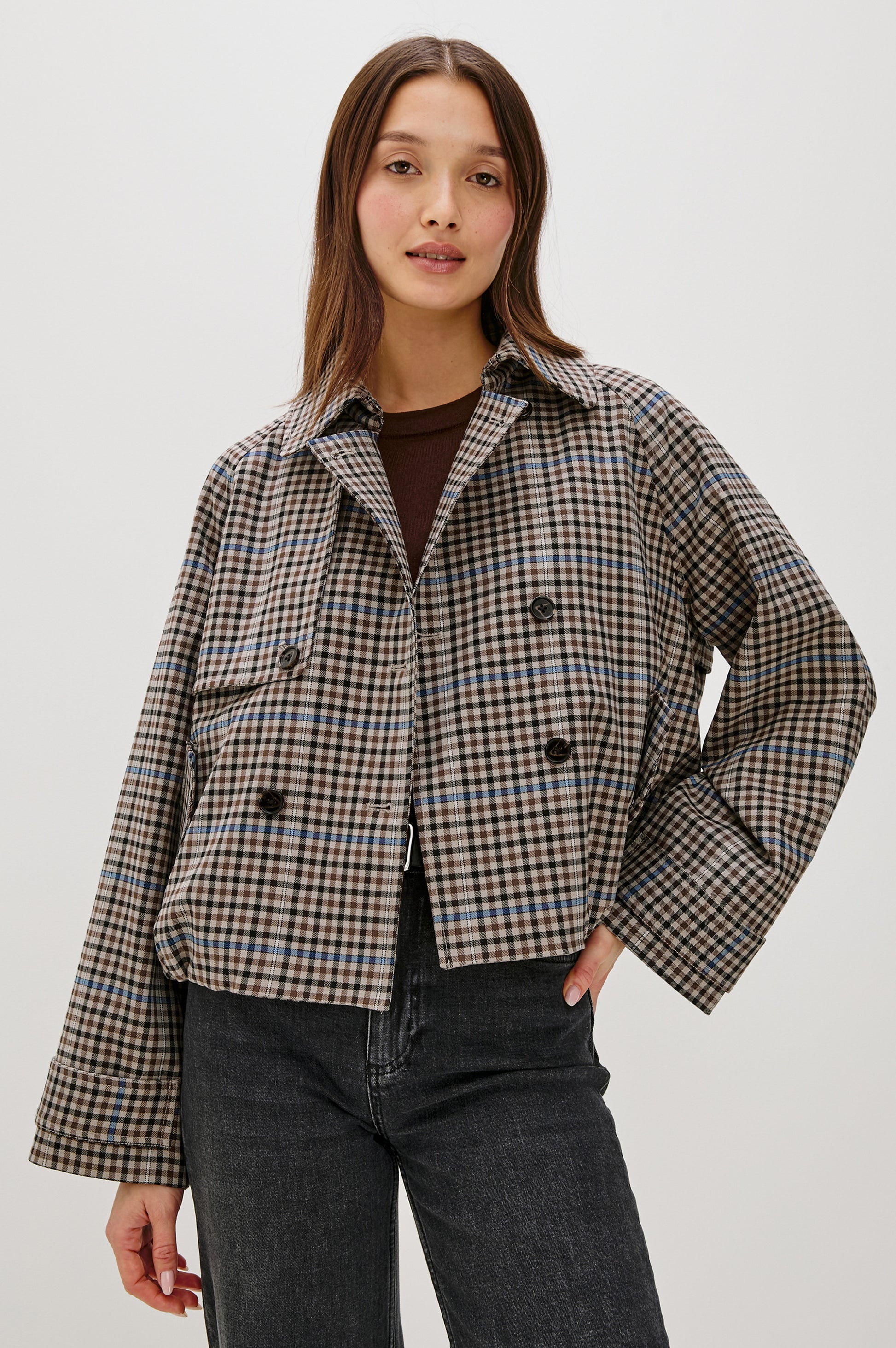 Rails double breasted check jacket Jett