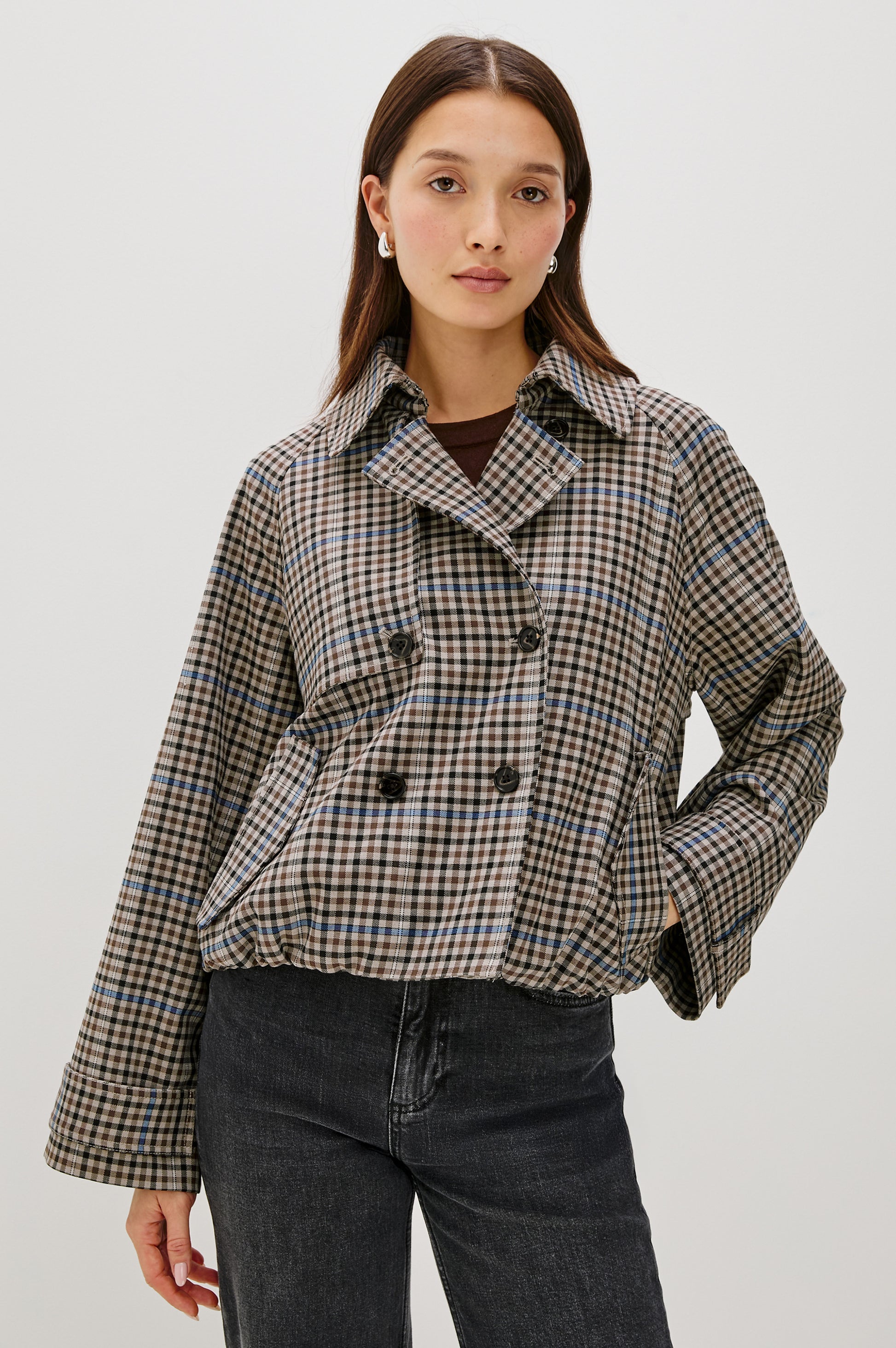 Rails double breasted check jacket Jett