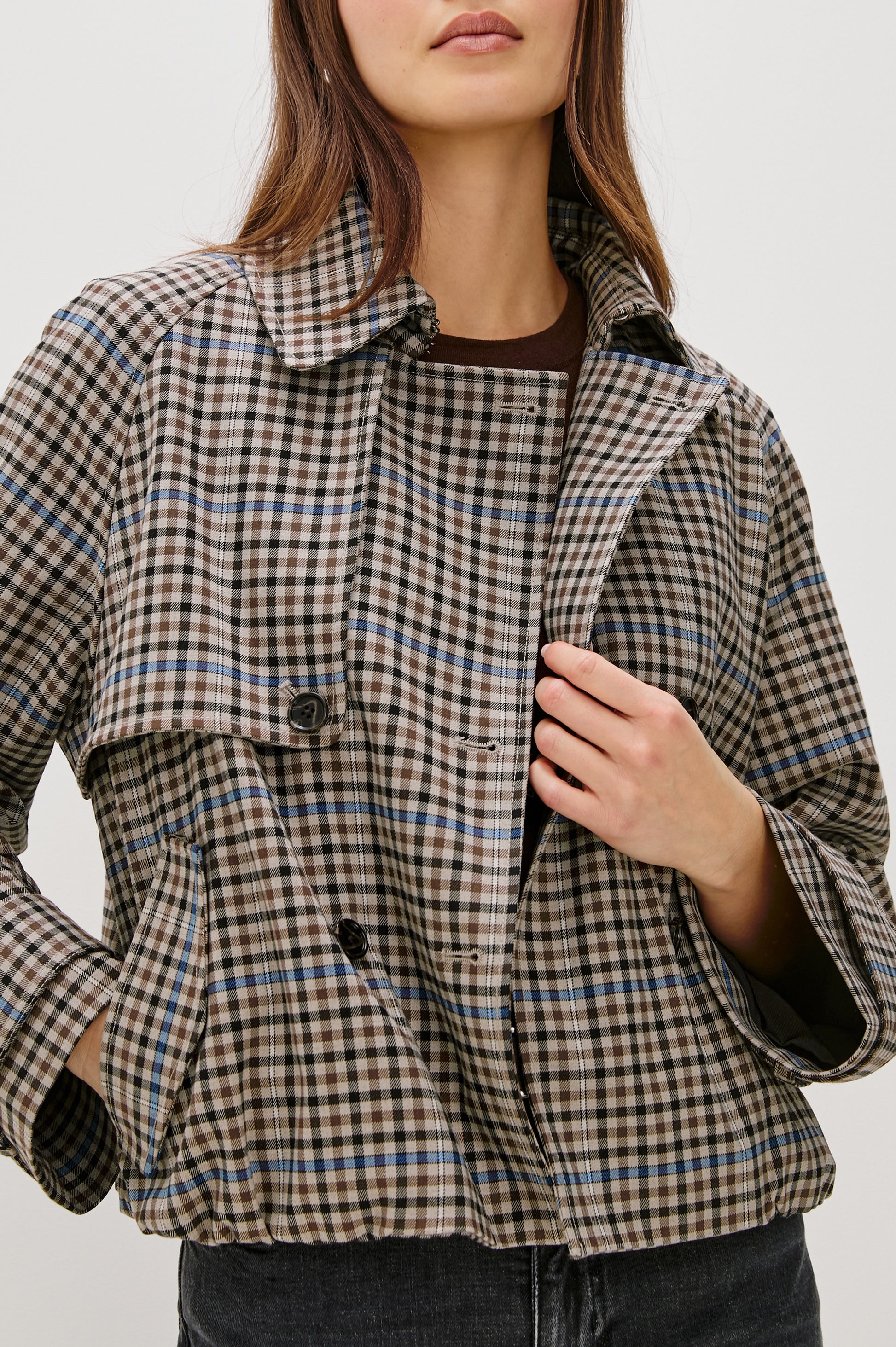 Rails double breasted check jacket Jett