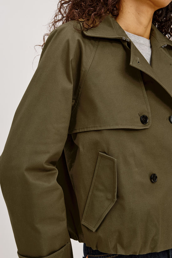 Rails Olive Cropped Cotton Gaberdine Double Breasted Jacket