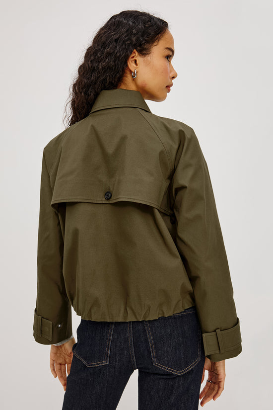 Rails Olive Cropped Cotton Gaberdine Double Breasted Jacket