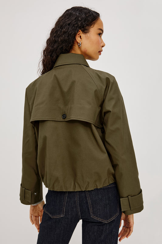 Rails Olive Cropped Cotton Gaberdine Double Breasted Jacket