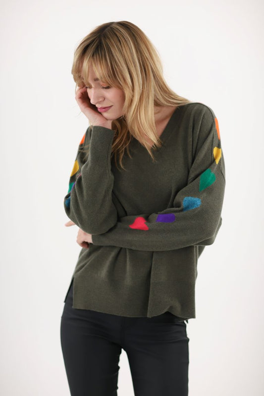 Estheme Cashmere heart on sleeve sweater Jf5n010c
