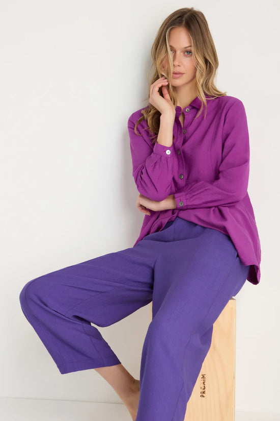 Sahara Blueberry Textured Viscose Bubble Trouser JFP6728-TXV