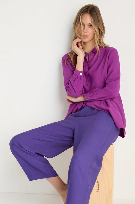Sahara Blueberry Textured Viscose Bubble Trouser JFP6728-TXV