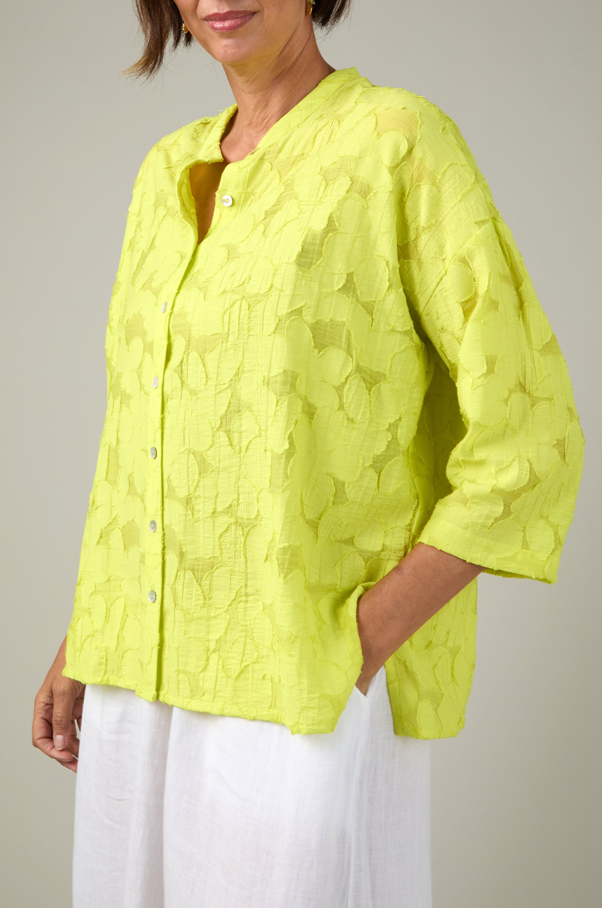 Sahara Lemon Etched Floral Blouse