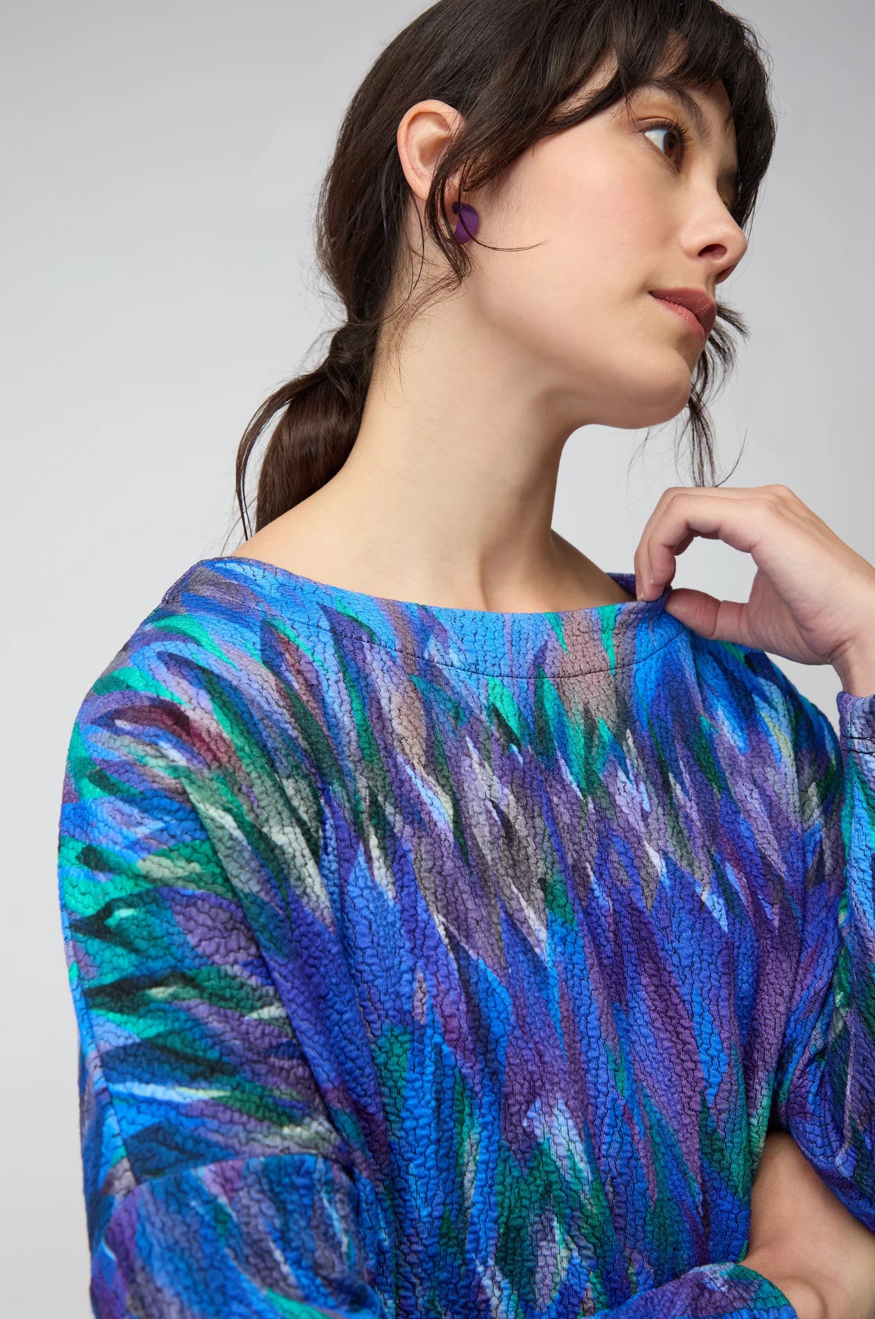 Sahara abstract feather jersey top JFT6638-AFTJ