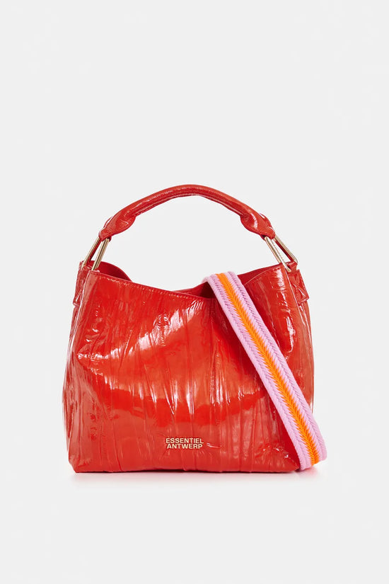 Essentiel Antwerp Orange Cracked-Look Shopper Mini Bag with Detachable Shoulder Strap JHOSSI