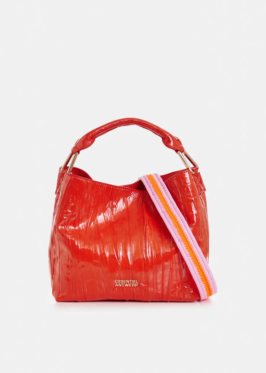 Essentiel Antwerp Orange Cracked-Look Shopper Mini Bag with Detachable Shoulder Strap JHOSSI