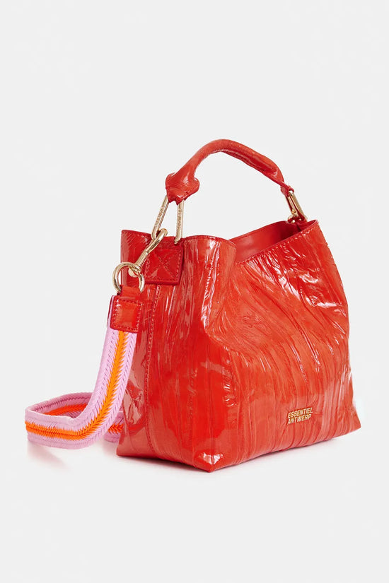Essentiel Antwerp Orange Cracked-Look Shopper Mini Bag with Detachable Shoulder Strap JHOSSI