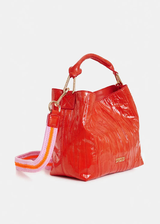 Essentiel Antwerp Orange Cracked-Look Shopper Mini Bag with Detachable Shoulder Strap JHOSSI