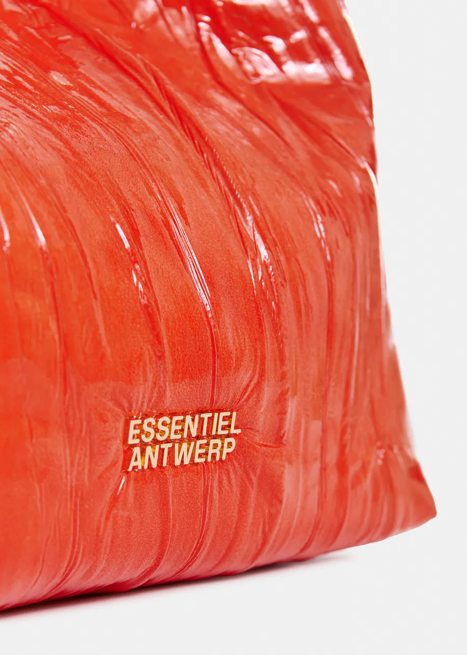 Essentiel Antwerp Orange Cracked-Look Shopper Mini Bag with Detachable Shoulder Strap JHOSSI