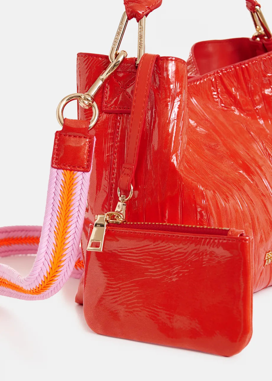 Essentiel Antwerp Orange Cracked-Look Shopper Mini Bag with Detachable Shoulder Strap JHOSSI