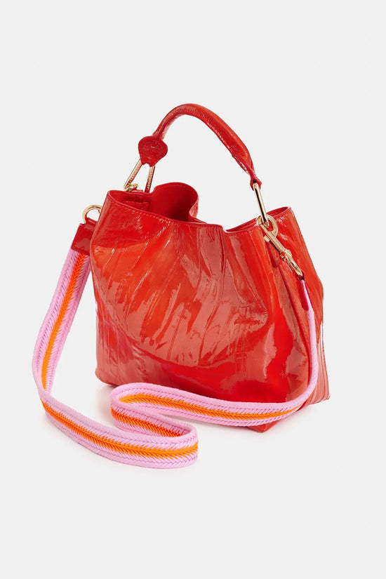 Essentiel Antwerp Orange Cracked-Look Shopper Mini Bag with Detachable Shoulder Strap JHOSSI