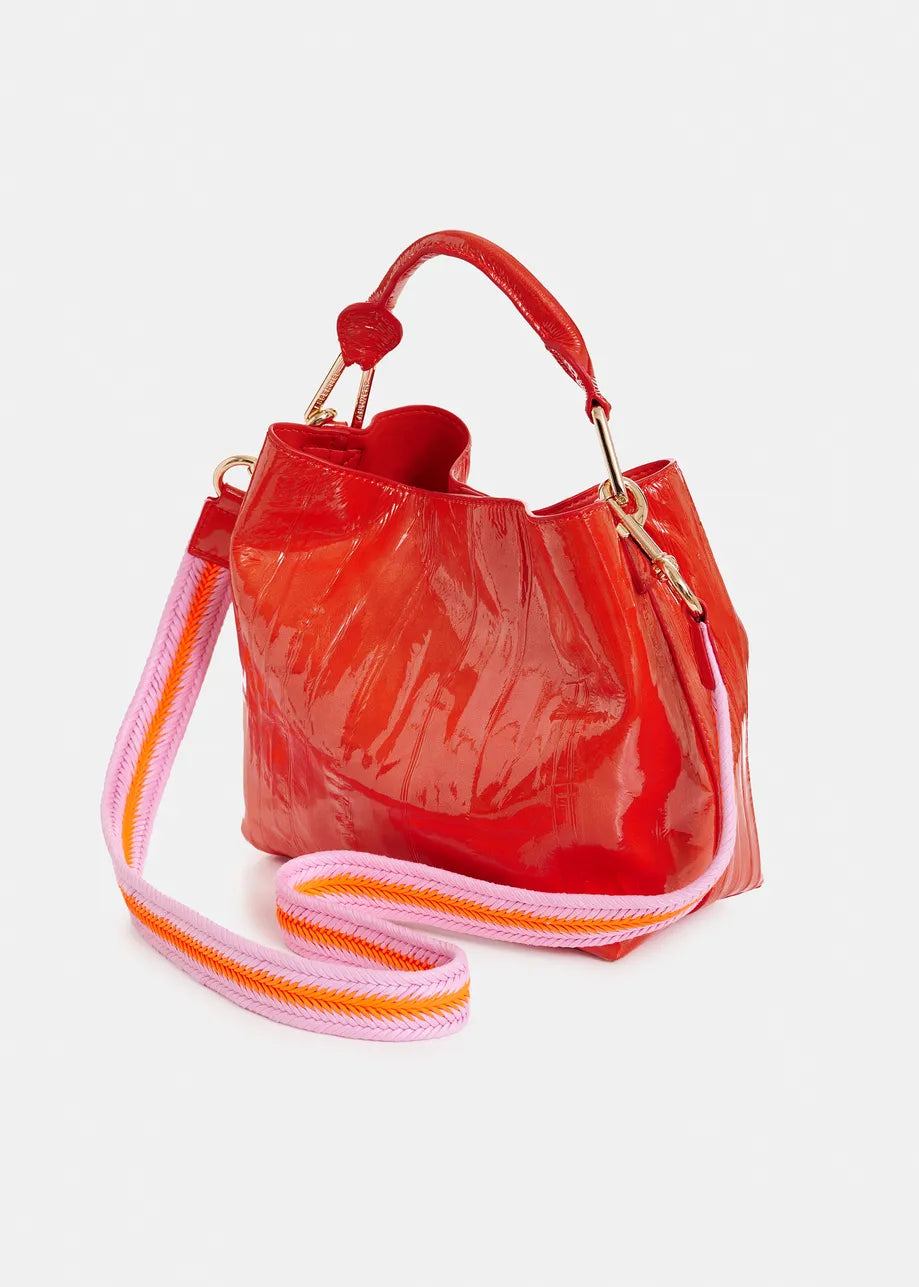 Essentiel Antwerp Orange Cracked-Look Shopper Mini Bag with Detachable Shoulder Strap JHOSSI