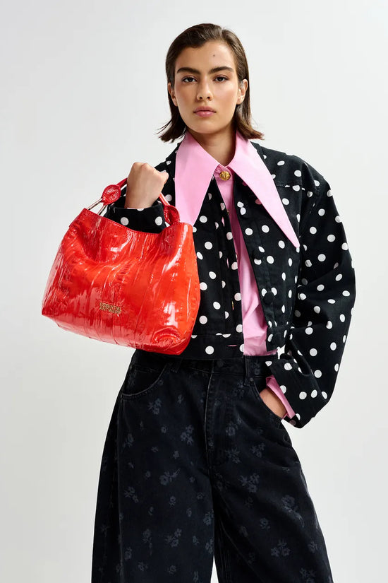 Essentiel Antwerp Orange Cracked-Look Shopper Mini Bag with Detachable Shoulder Strap JHOSSI