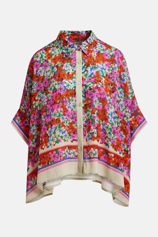Essentiel Antwerp Multicolour Oversized Silk-Blend Floral-Print Shirt JIRT