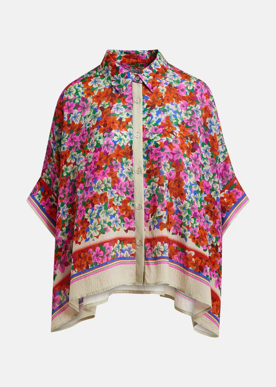 Essentiel Antwerp Multicolour Oversized Silk-Blend Floral-Print Shirt JIRT