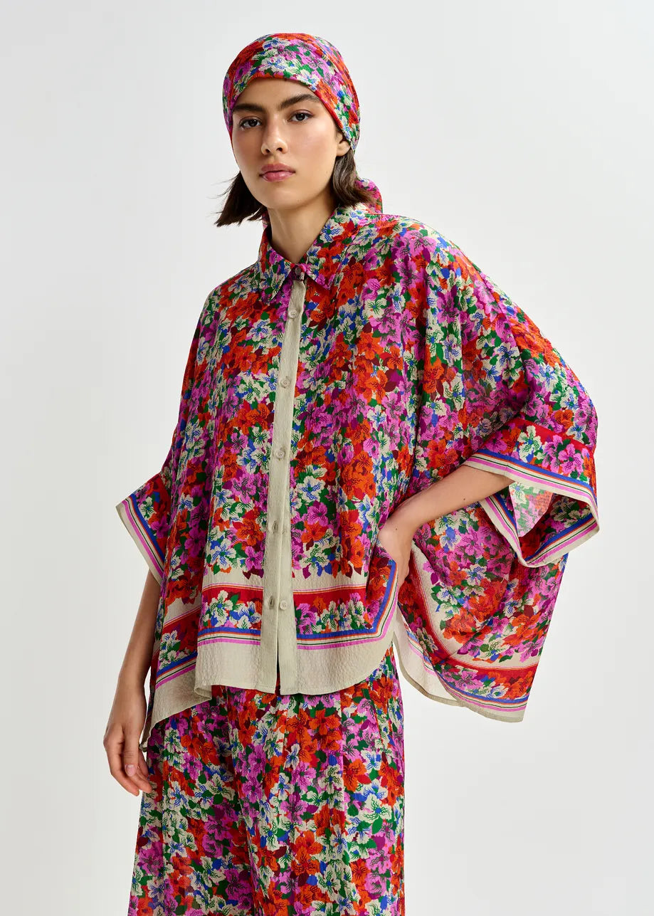 Essentiel Antwerp Multicolour Oversized Silk-Blend Floral-Print Shirt JIRT
