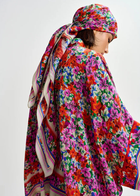 Essentiel Antwerp Multicolour Oversized Silk-Blend Floral-Print Shirt JIRT