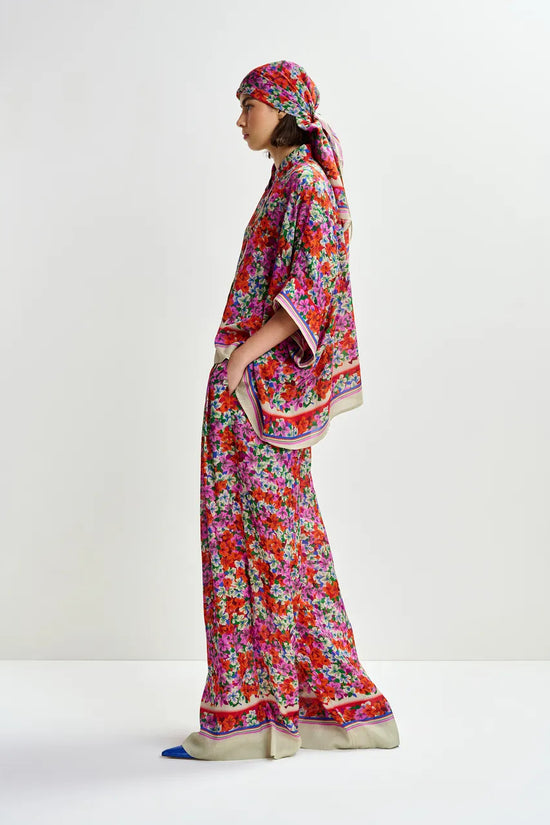 Essentiel Antwerp Multicolour Oversized Silk-Blend Floral-Print Shirt JIRT