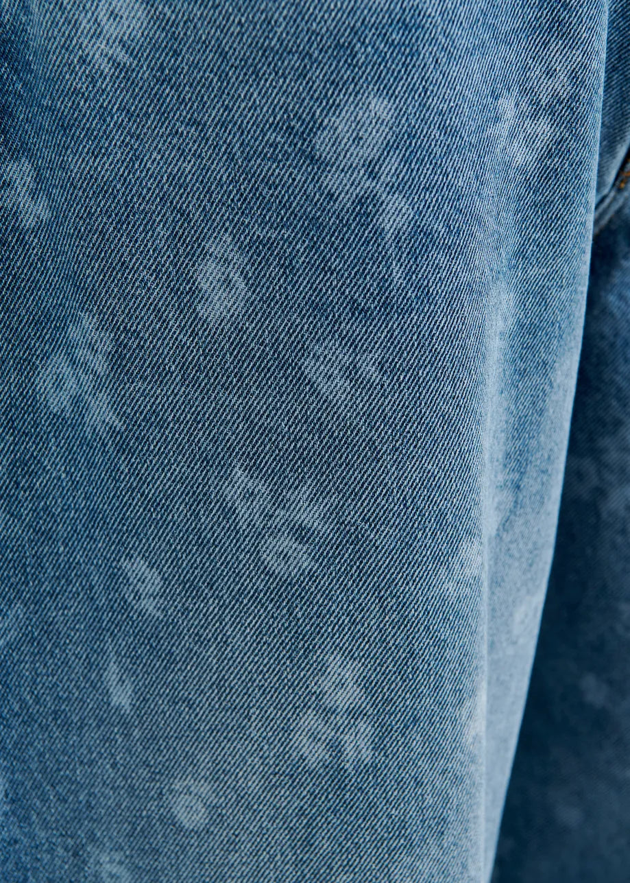 Essentiel Antwerp Blue Floral-Print Barrel-Leg Cropped Jeans JO1