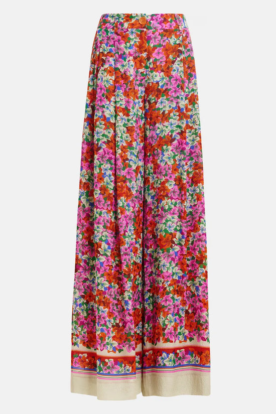 Essentiel Antwerp Multicolour Silk-Blend Floral Print Wide-Leg Trousers JOEK